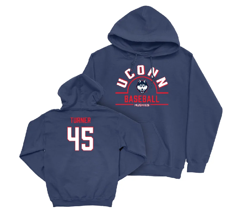 UConn Football Arch Navy Hoodie - Seth Turner | #45