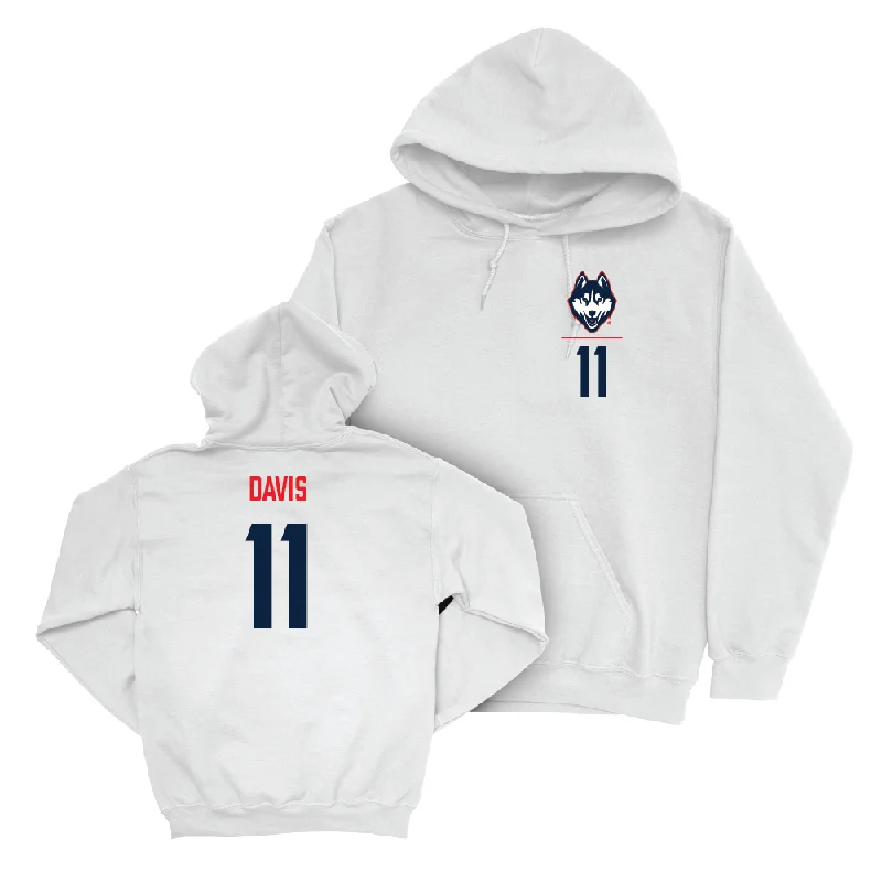 UConn Football Logo White Hoodie   - Isiah Davis