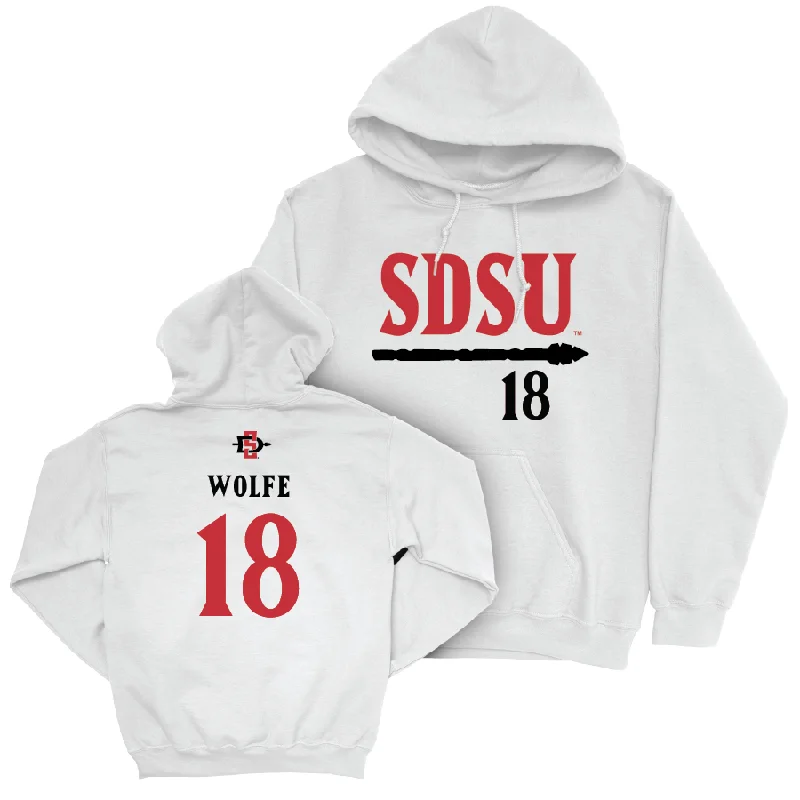 SDSU Football White Staple Hoodie   - Jude Wolfe