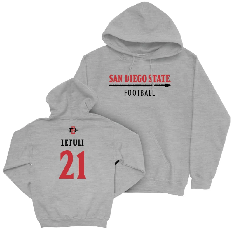 SDSU Football Sport Grey Classic Hoodie  - Tanoai Letuli