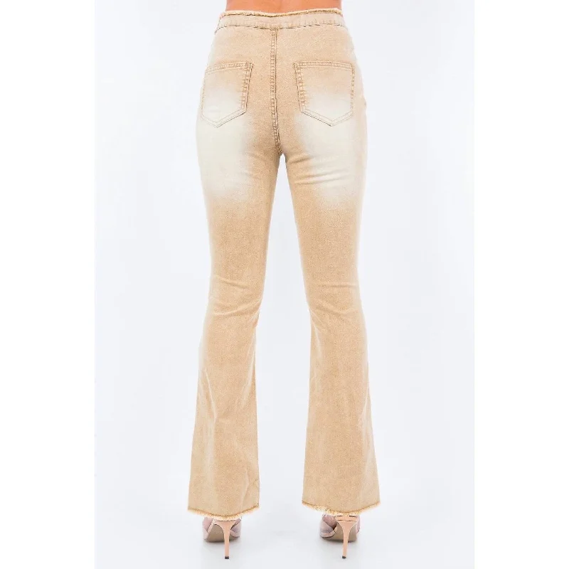 American Bazi - V-Cut Ruched Mid Flare Pants