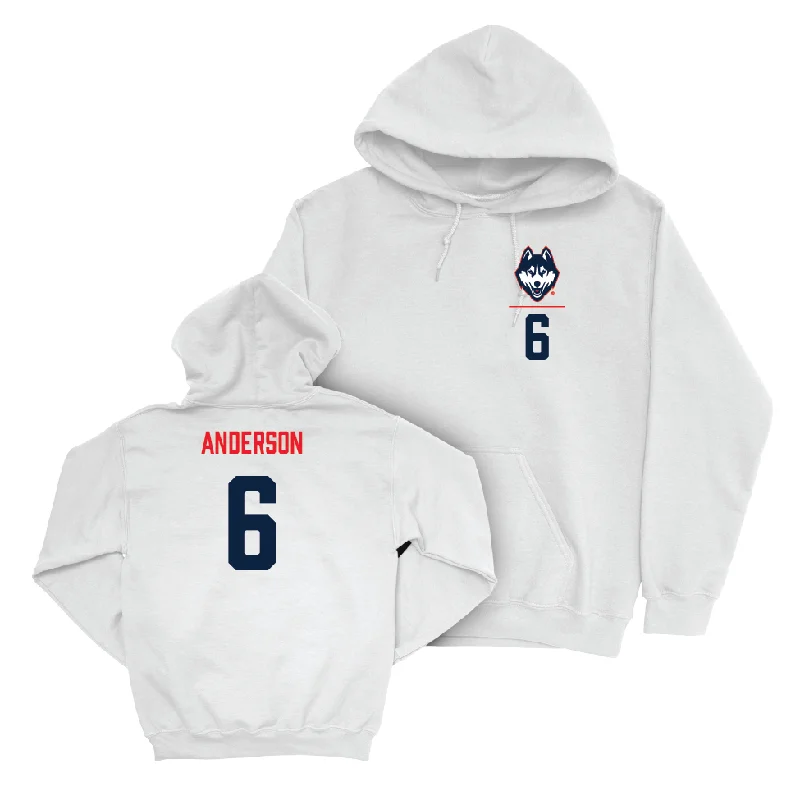 UConn Football Logo White Hoodie  - Ezeriah Anderson