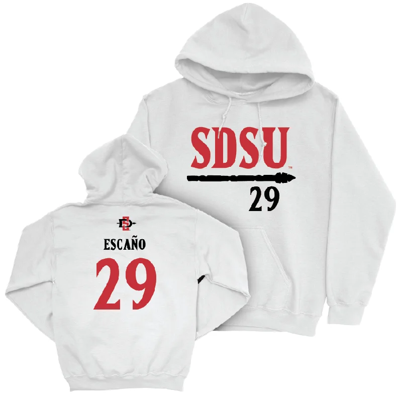 SDSU Football White Staple Hoodie   - Arnold Escaño