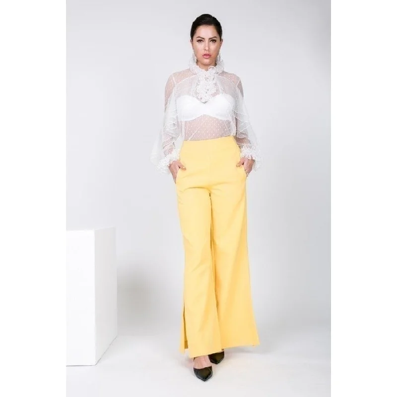 Side Slit Detail Wide Leg Pants