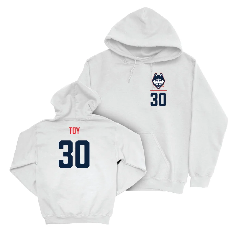 UConn Football Logo White Hoodie  - Dominic Toy