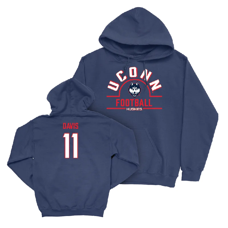 UConn Football Arch Navy Hoodie   - Isiah Davis