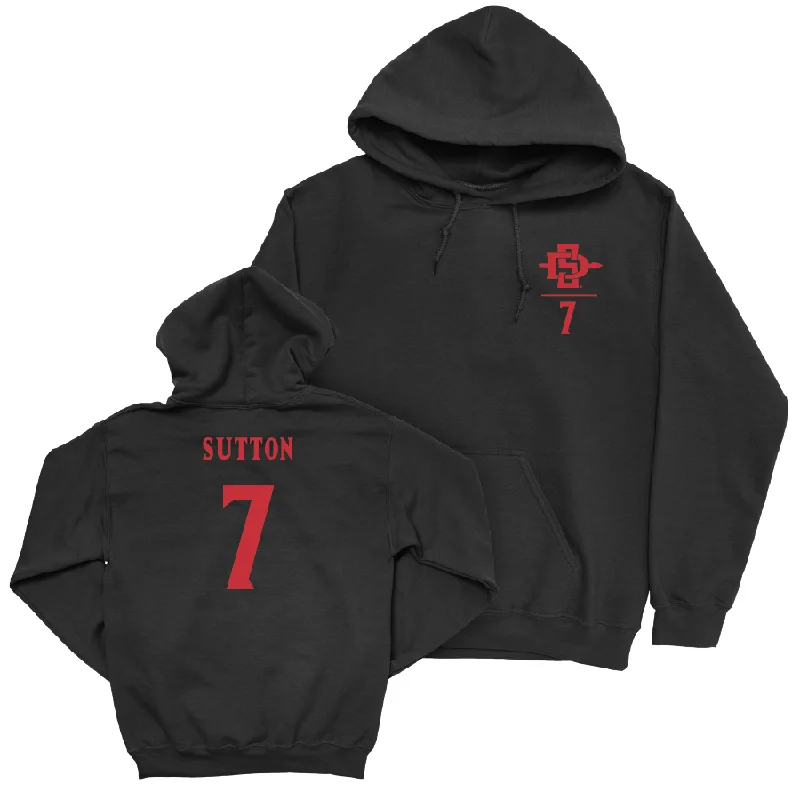 SDSU Football Black Logo Hoodie - Lucky Sutton #7