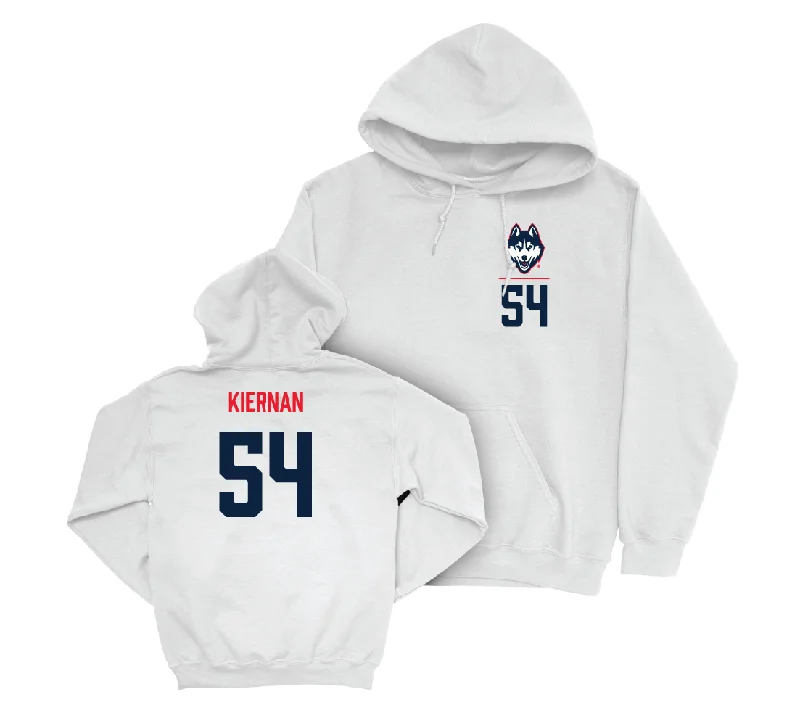 UConn Football Logo White Hoodie - Jake Kiernan | #54