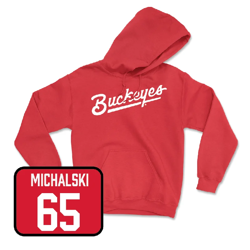 Red Football Script Hoodie - Zenuae Michalski