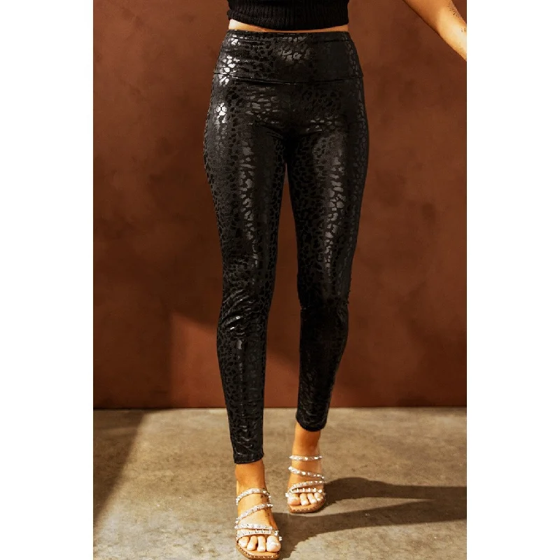 Adelaide Shiny Leopard Textured Leggings