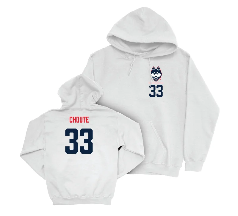 UConn Football Logo White Hoodie - Kervins Choute | #33