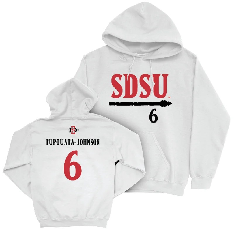 SDSU Football White Staple Hoodie  - Javance Tupouata-Johnson