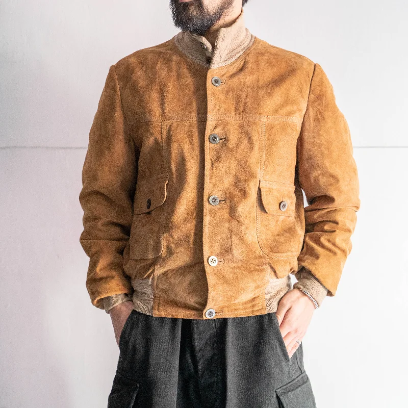 around 1980s Europe brown color suede valster jacket