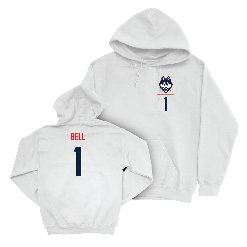 UConn Football Logo White Hoodie  - Skyler Bell