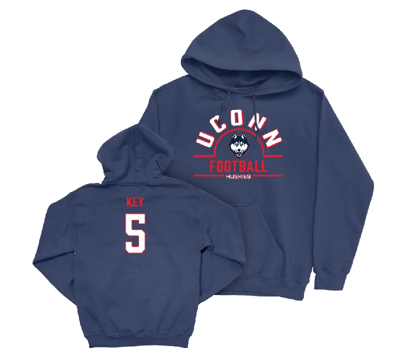 UConn Football Arch Navy Hoodie - Aaron Key | #5