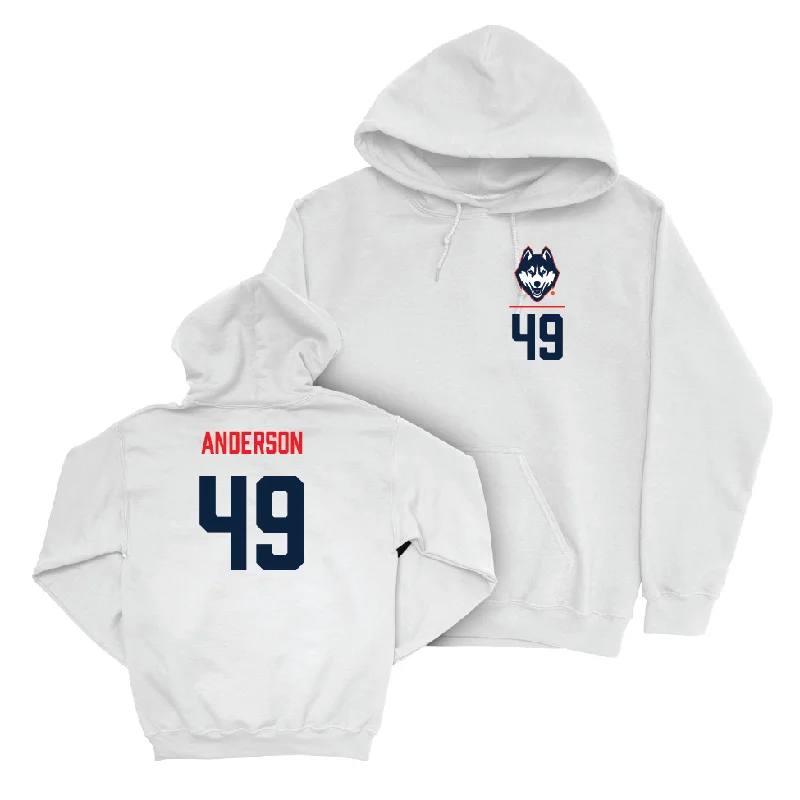 UConn Football Logo White Hoodie  - Bryce Anderson