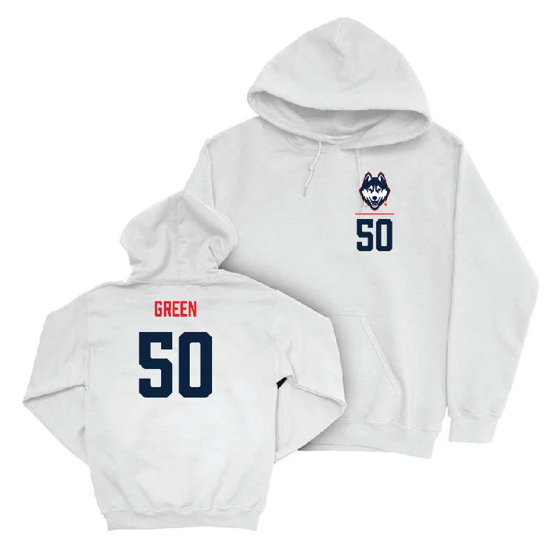 UConn Football Logo White Hoodie  - Ja'Khi Green