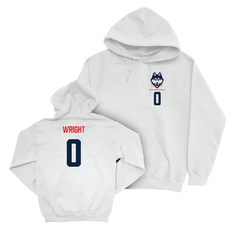 UConn Football Logo White Hoodie   - Jordan Wright