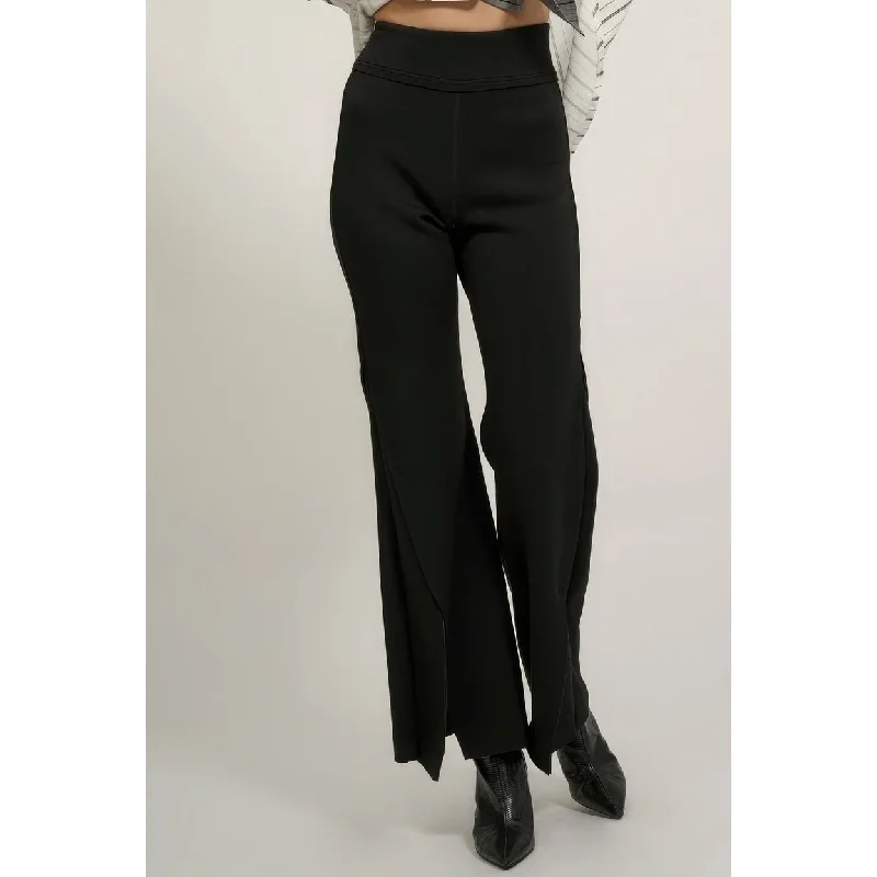 Solid Raw Edge Expose Seam Flare Pants