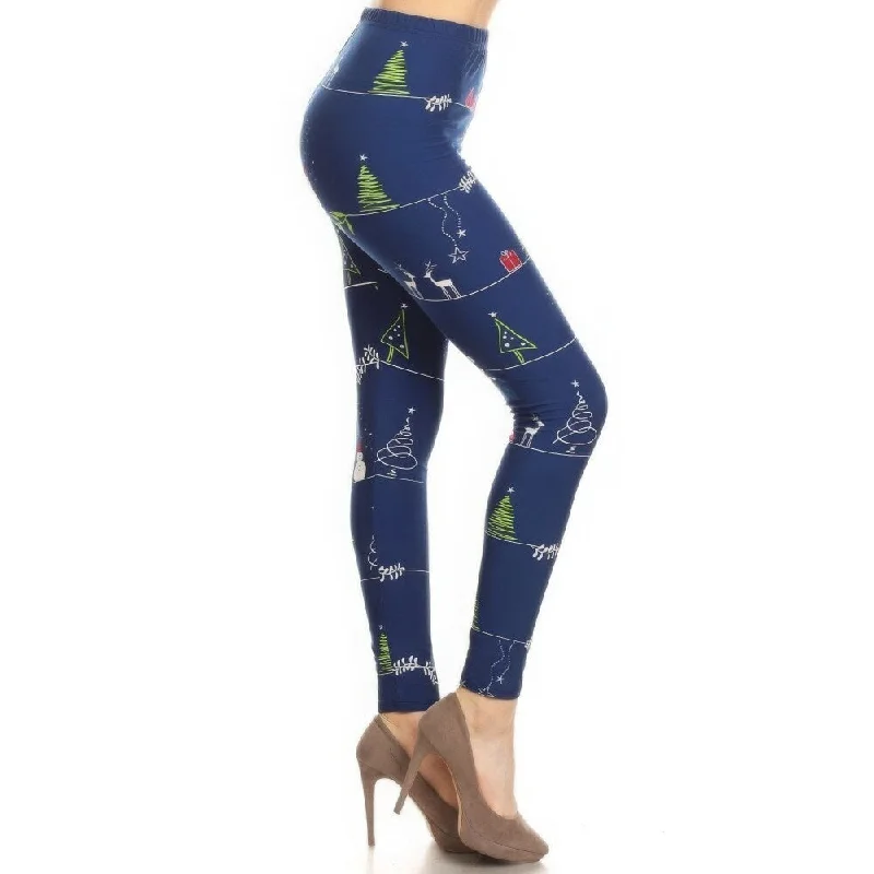 High Waisted Christmas Cartoon Printed Leggings