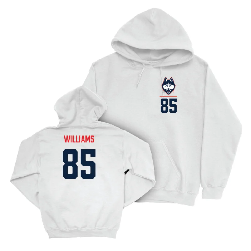 UConn Football Logo White Hoodie - Teddy Williams