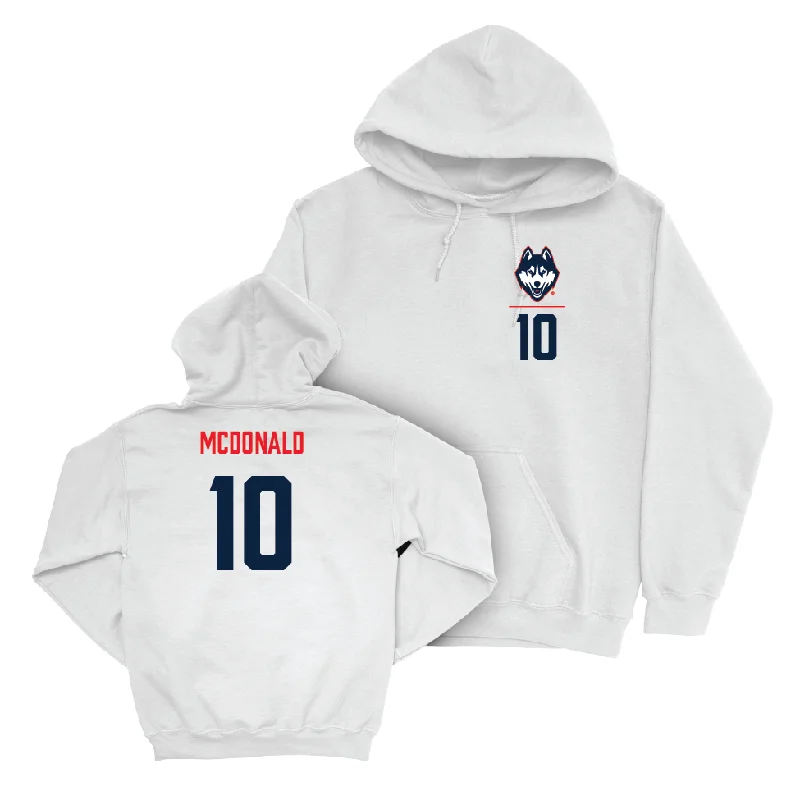 UConn Football Logo White Hoodie  - Jayden McDonald