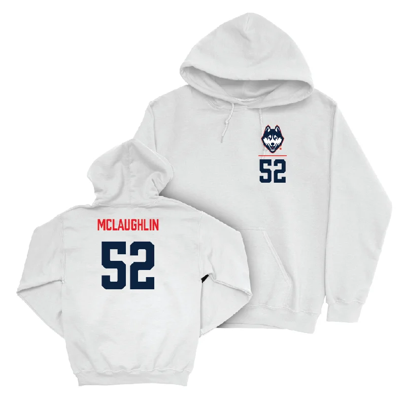 UConn Football Logo White Hoodie  - Deron McLaughlin