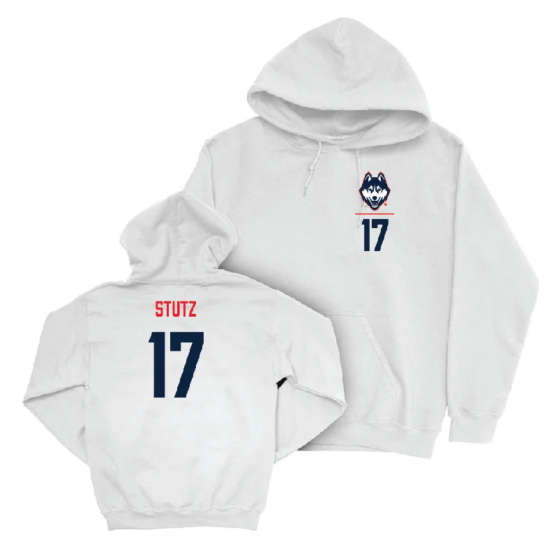 UConn Football Logo White Hoodie  - Connor Stutz