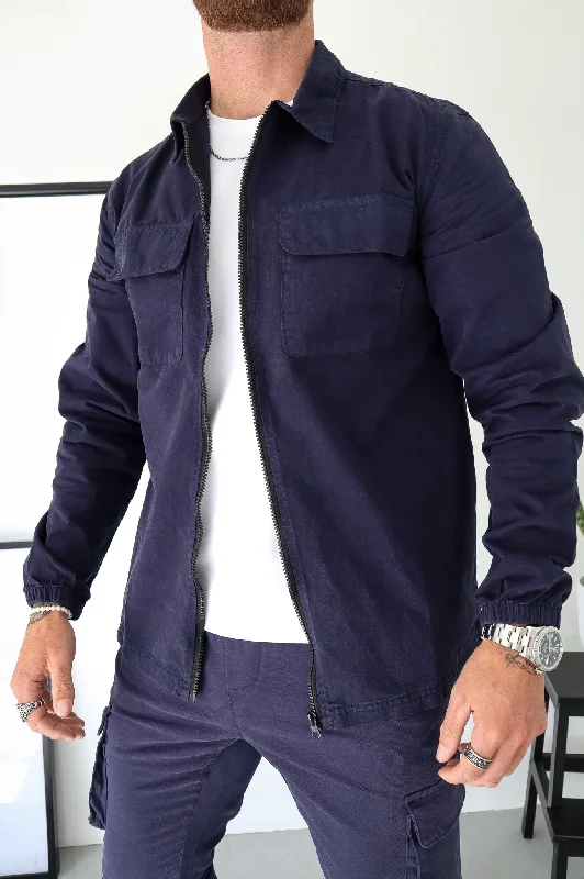 Capo DYED Cotton Cargo Jacket - Navy