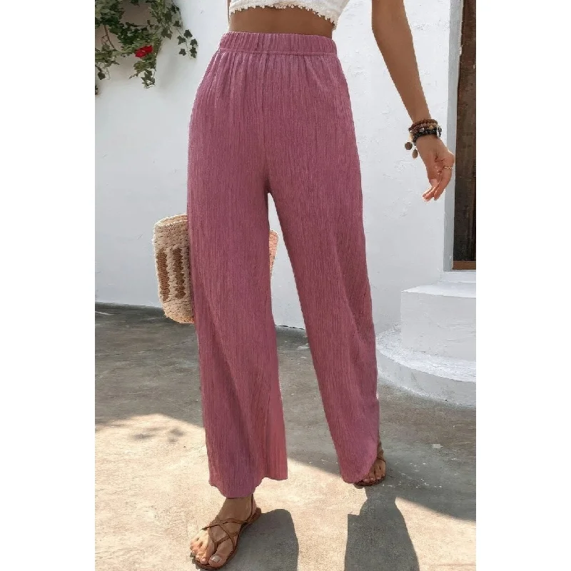 Textured Wide Leg Palazzo Pants