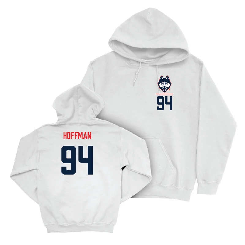 UConn Football Logo White Hoodie  - Matthew Hoffman