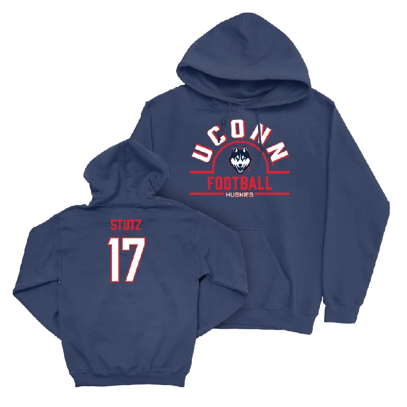 UConn Football Arch Navy Hoodie  - Connor Stutz