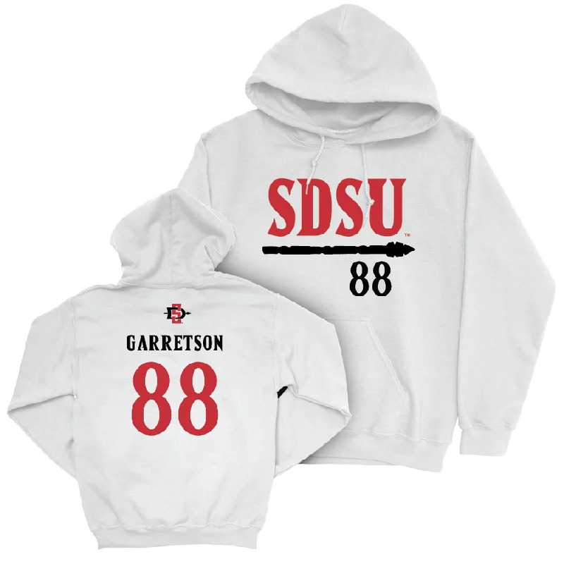 SDSU Football White Staple Hoodie   - Gabe Garretson