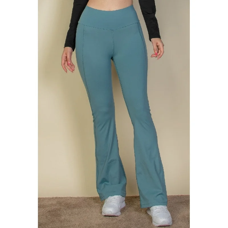 Wide Waistband Flare Leg Pants