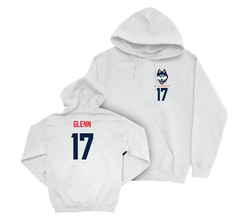 UConn Football Logo White Hoodie - Kevon Glenn | #17