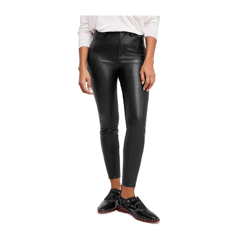 Free People Womens Faux Leather Casual Trouser Pants