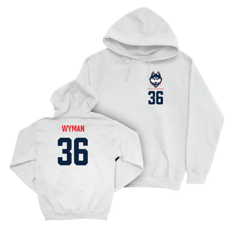 UConn Football Logo White Hoodie - Danny Shaban | #21