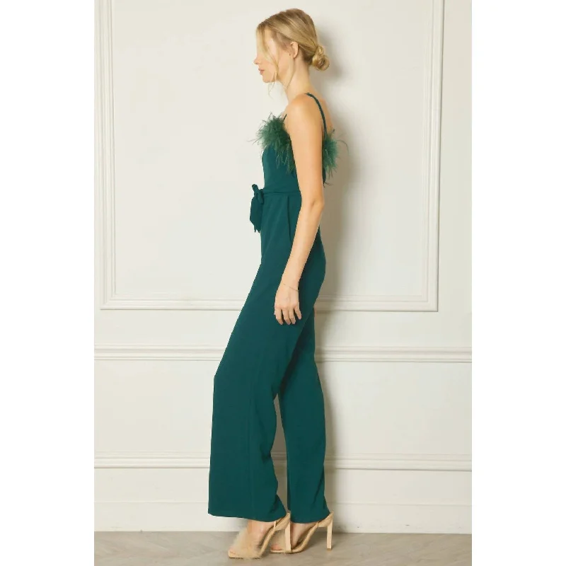 Entro - Feather Trim Jumpsuit