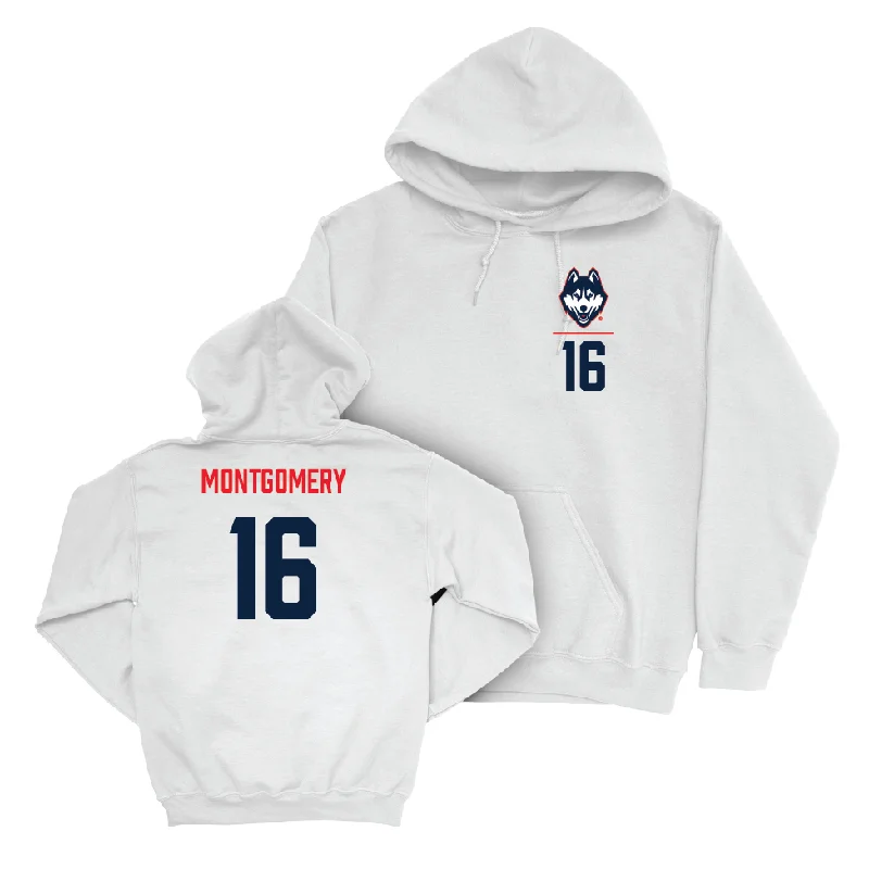 UConn Football Logo White Hoodie  - Brock Montgomery