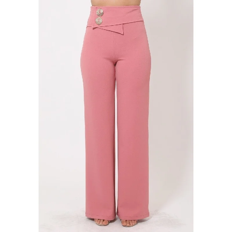 Oversized Button Front Detail Pants