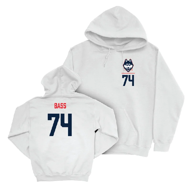 UConn Football Logo White Hoodie  - Jayden Bass