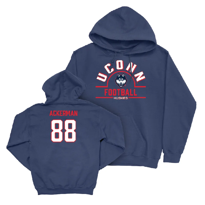 UConn Football Arch Navy Hoodie  - Cooper Ackerman