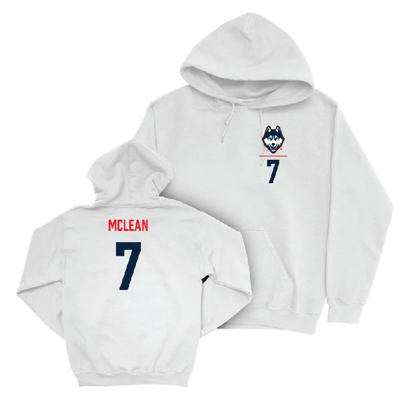 UConn Football Logo White Hoodie  - Malachi Mclean