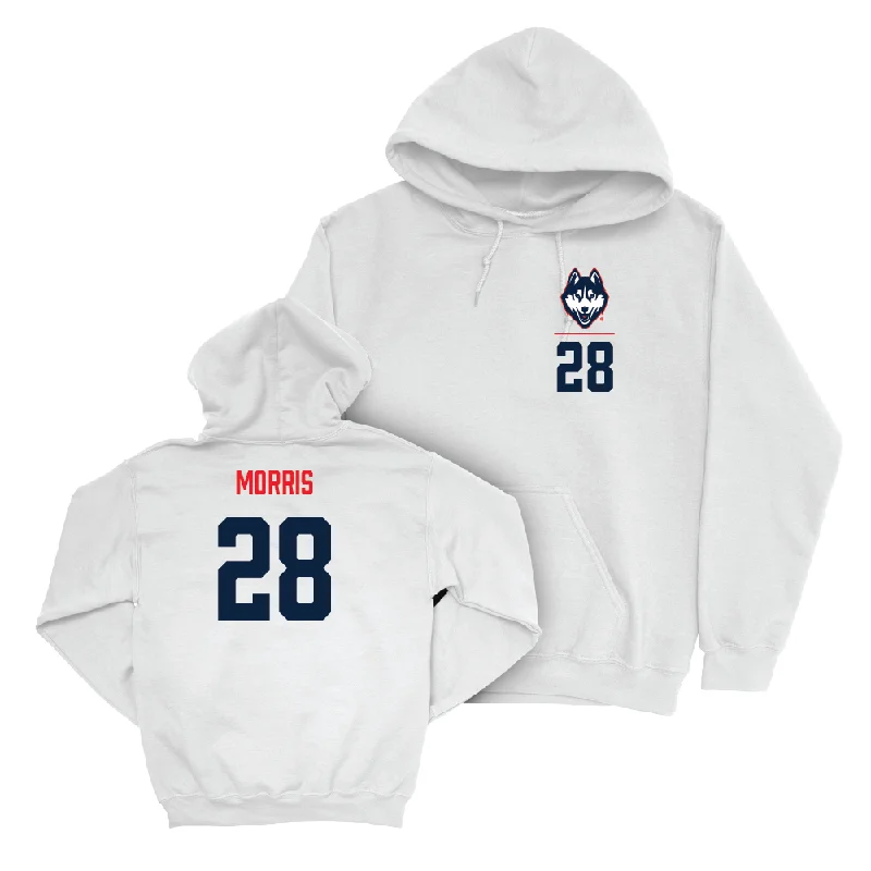 UConn Football Logo White Hoodie   - Jon Morris