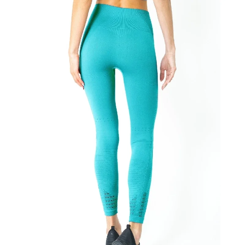 Mesh Seamless Legging With Ribbing Detail Aqua