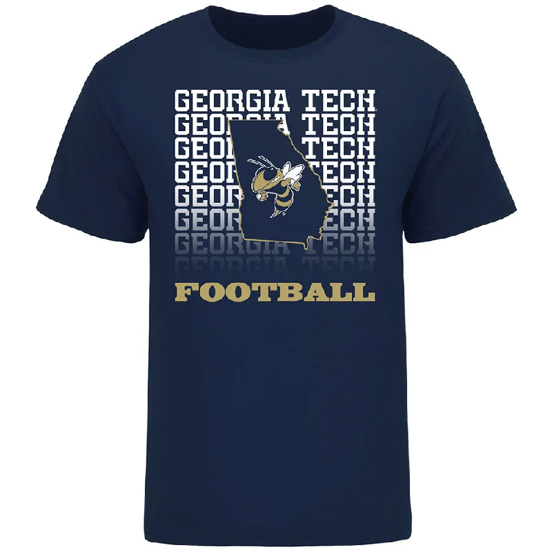 Georgia Tech Wordmark Repeat Fade Football T-Shirt