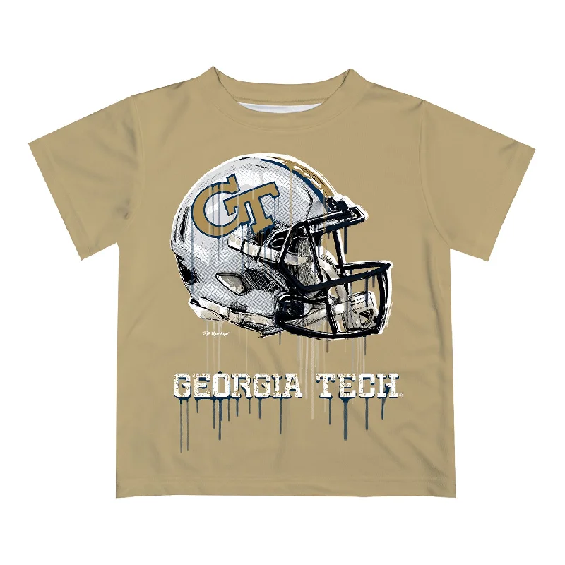 Toddler Georgia Tech Yellow Jackets Dripping Football Helmet Gold T-Shirt