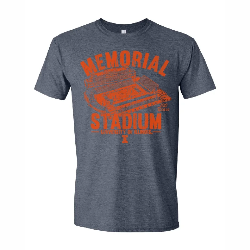 Illinois Fighting Illini Blue/Orange Memorial Stadium 100 Years Short-Sleeve T-Shirt