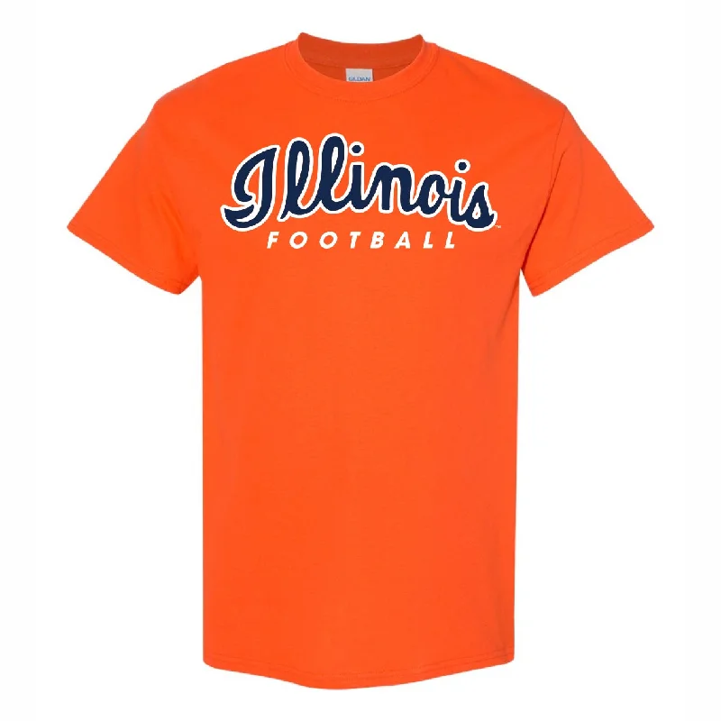 Illinois Fighting Illini Football T-Shirt Orange Script