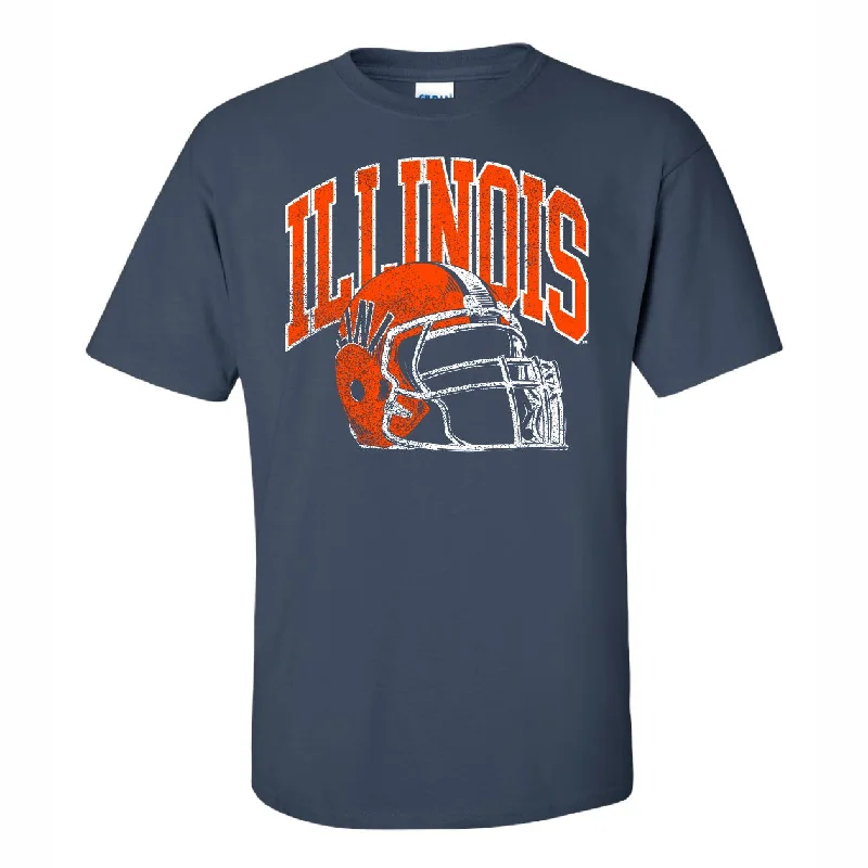 Illinois Fighting Illini Men's Navy Retro Football Helmet Short-Sleeve T-Shirt